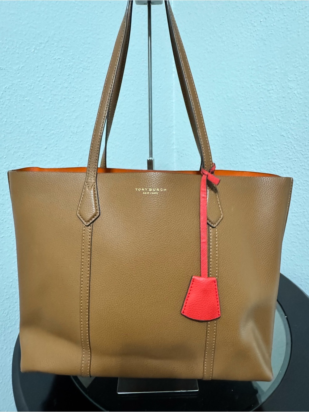 Tory Burch Brown Leather Tote with Red Tag